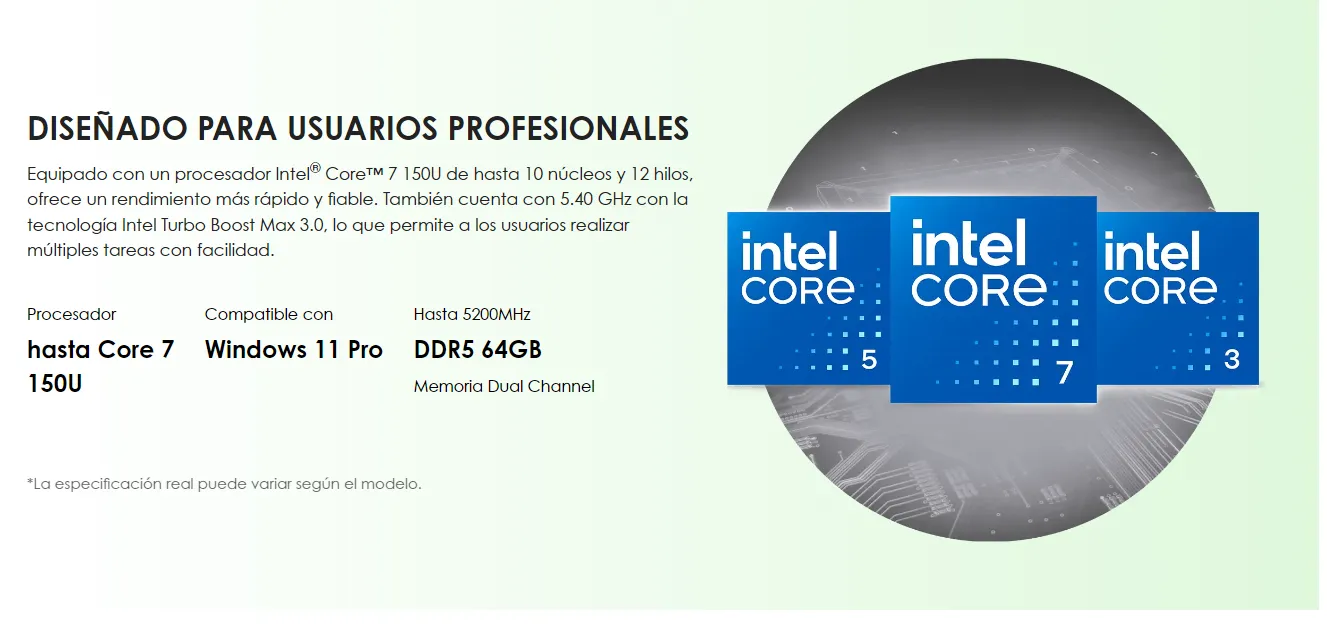 Nuevos procesadores Intel Core 3 100u, Core 5 120u , Core 7 150U 2025